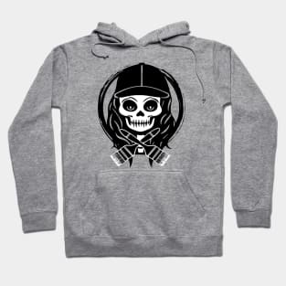 Female Painter Skull and Paintbrush Hoodie